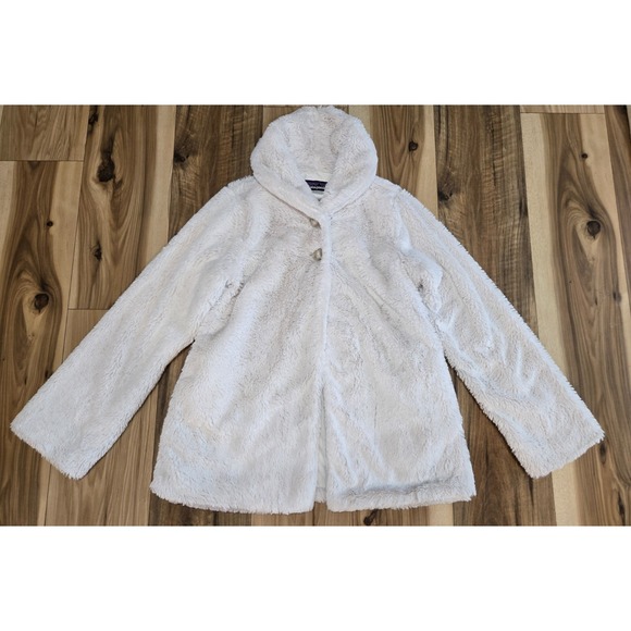 Patagonia Pelage Jacket Faux Fur Girls White Size XXL / 16-18 Very Soft 2 Button - Picture 1 of 10